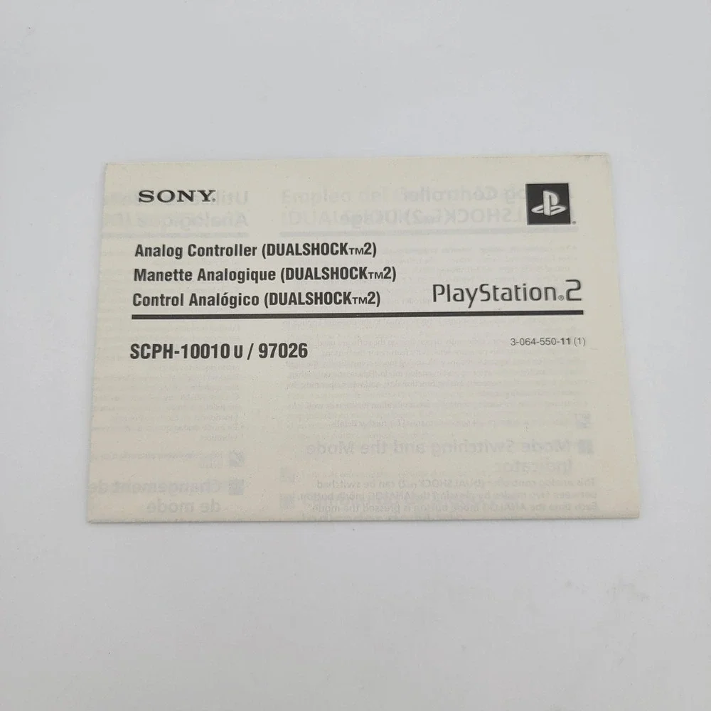 PS2 Analog Controller (SCPH-10010 Dualshock 2) Instruction Manual ONLY
